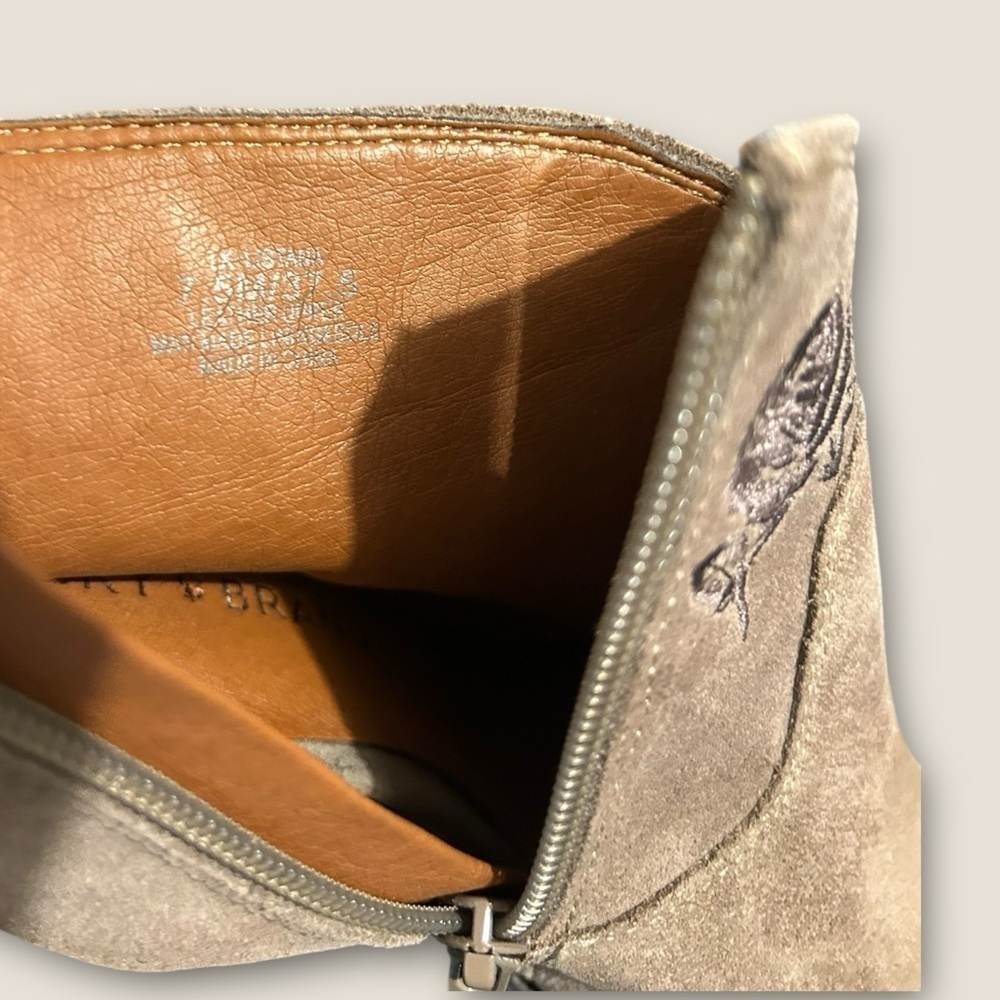 Lucky Brand Listana Heel Sandals Taupe Suede Peep Toe Block Slingback Size 7.5 - Picture 11 of 11